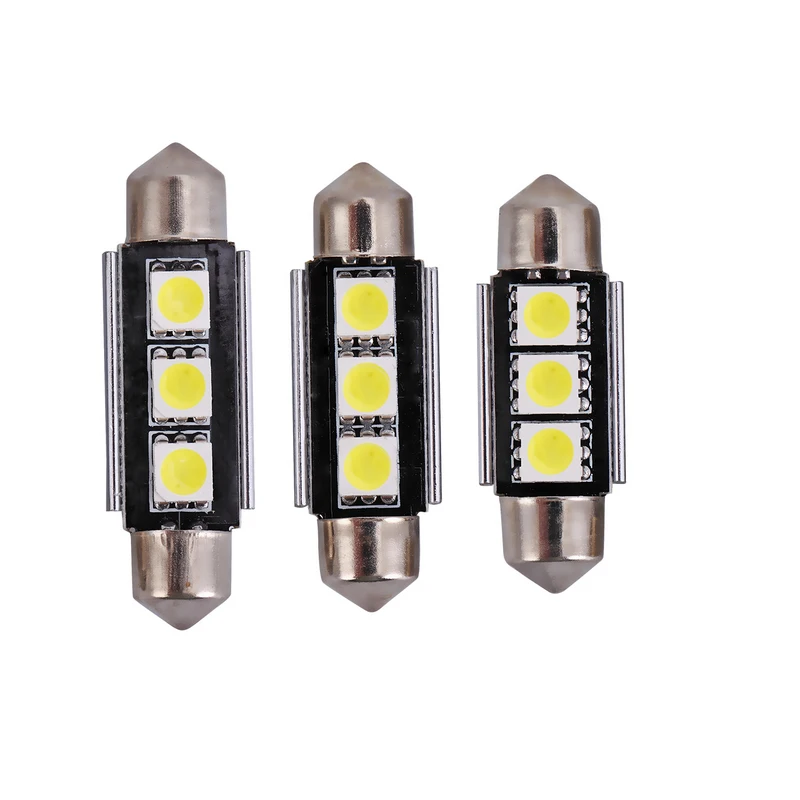 100X гирлянда 36 мм 39 42 3 SMD 5050 Canbus 12 В без ошибок автомобильная лампа купольная C5W