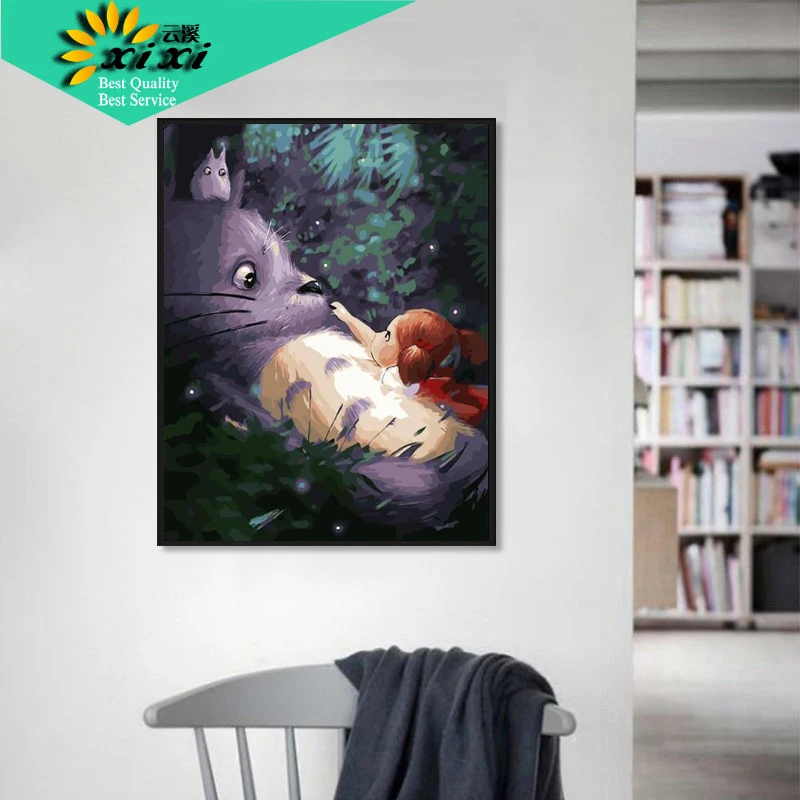 

XIXI Art Handmade Picture DIY Digital Oil Paintings On Canvas Home Decoration My Neighbor Totoro Painting By Numbers WX10