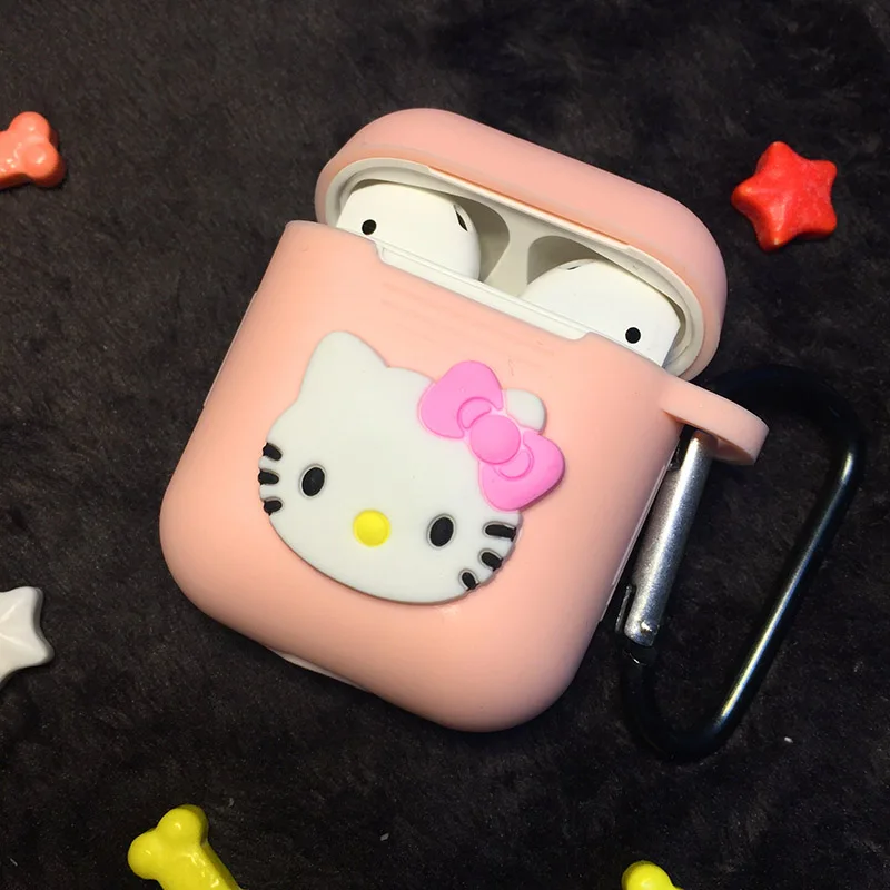 

Earphone Cases For Air Pods Silicone Protective Cover with Hello Kitty decoration for Apple Airpods Charging Box for AirPod Bags