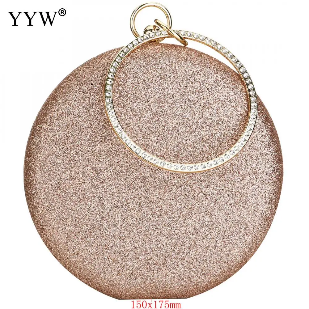 Us 15 89 30 Off Clutch Rose Gold Gillter Handbag Wedding Evening Women Round Bag Purses And Handbags Crossbody Party Shoulder Bags In