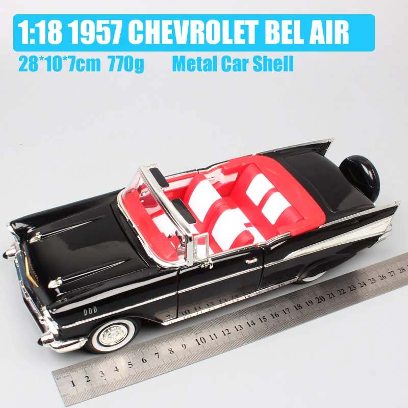 1/18 большие винтажные 1956 CHEVROLET Chevy BEL AIR Hardtop мускулы литые транспортные средства миниатюрные весы модели автомобиля игрушки хобби ребенка - Цвет: 1957 BEL AIR