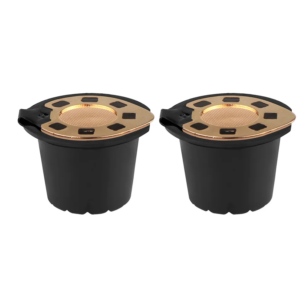2шт 24 K золото многоразовые кофейные капсулы из нержавеющей стали, многоразовый фильтр для кофе капсулы с 1 предмета кофейные ложки для Nespresso