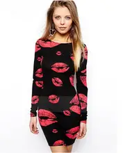 New Arrivals 2016 Women Robe Vintage Lips Harajuku Dress Robe Plage Chinese Clothing Store Mori Girl Tunic Beach Dresses Brazil