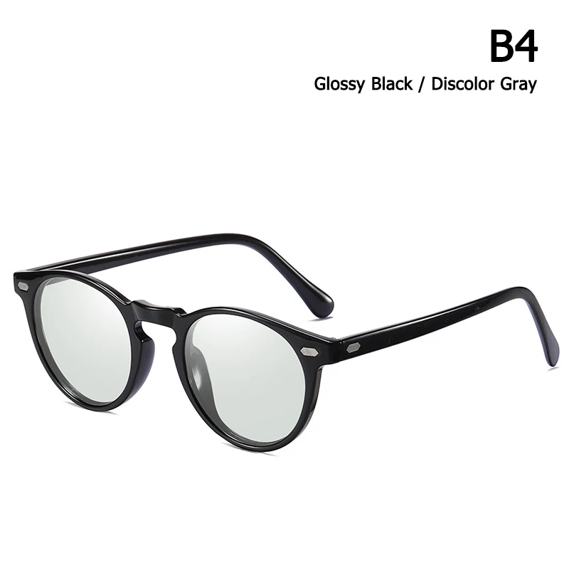 JackJad Fashion TR90 Frame Polarized Round Style Sunglasses Rivet Discolor Lens Brand Design Sun Glasses Oculos De Sol A576 - Цвет линз: B4 Discolor Gray