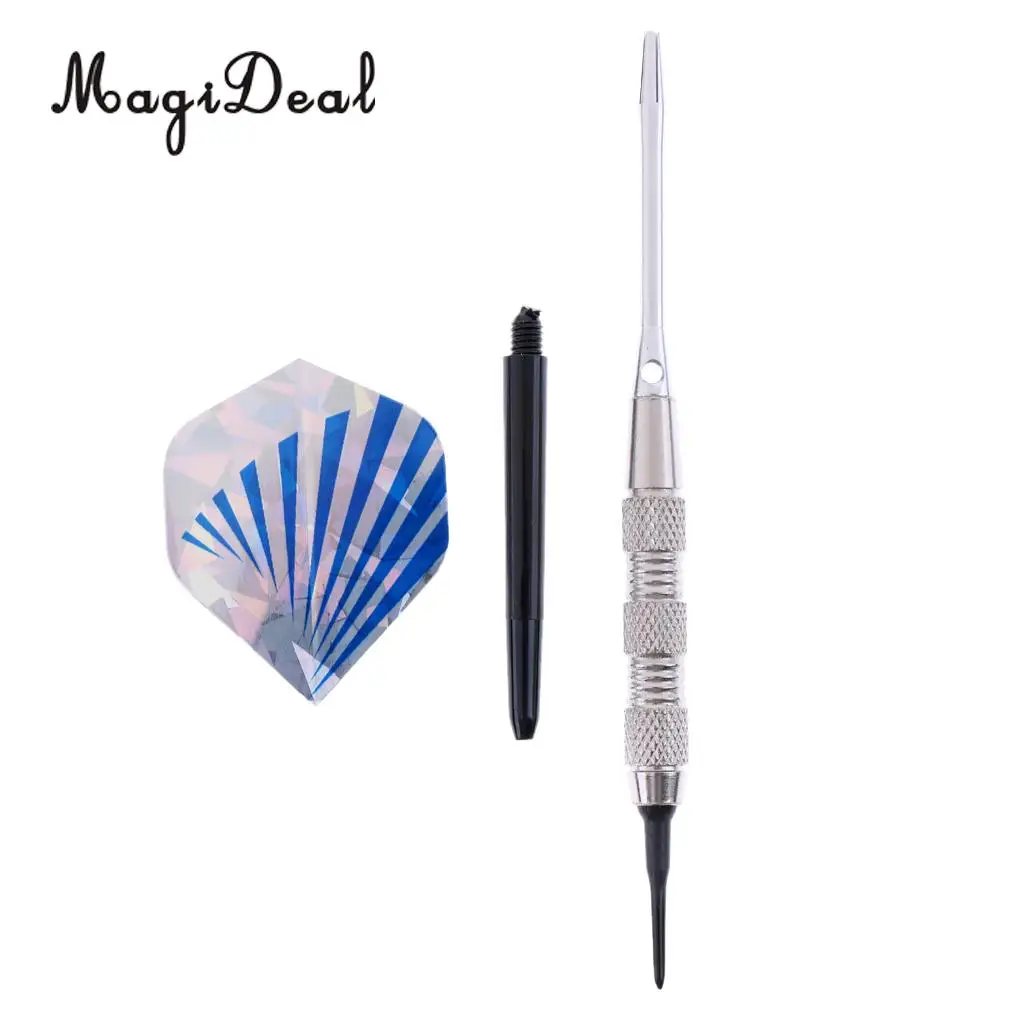 MagiDeal 3 Pieces Professional Soft Tip Darts Electronic Darts Iron Barrels, Aluminum Alloy and Nylon Shafts, PET Flights