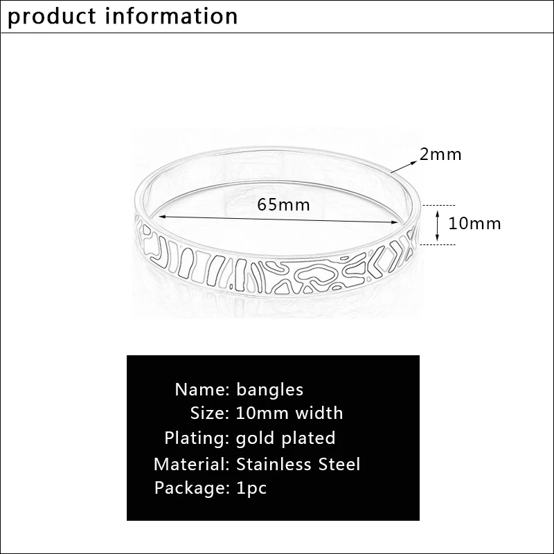 10mm Stainless Steel Bracelet Female Retro Pated Jewelry Design Geometry Enamel Bracelet Bangle for Women
