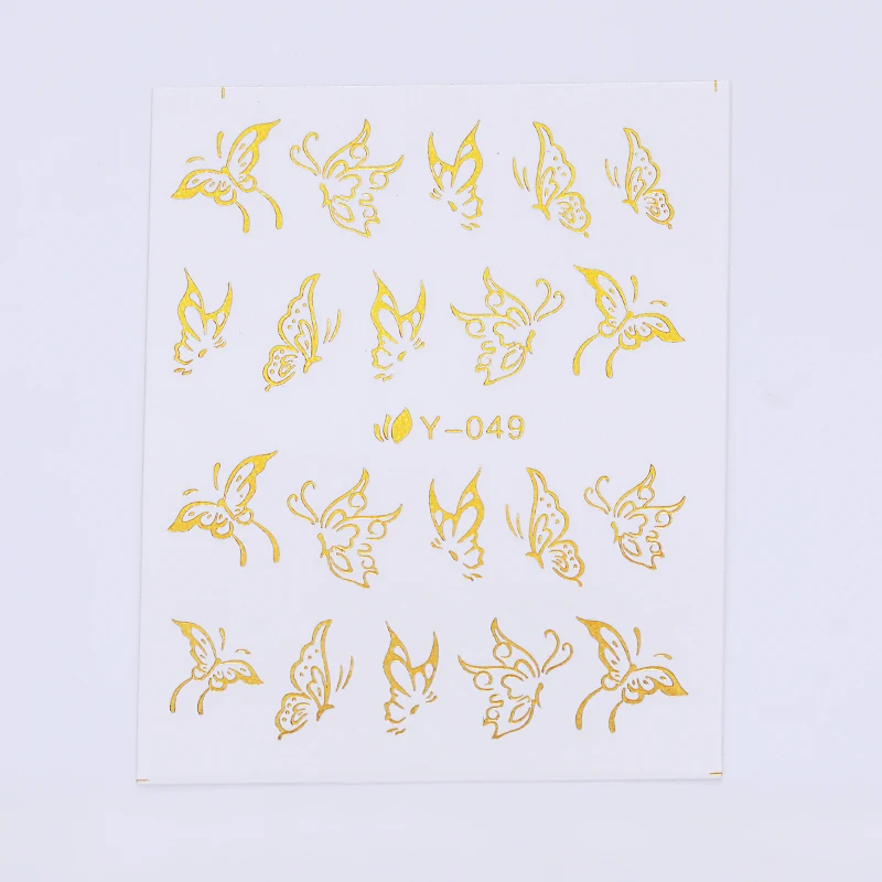3D наклейки для ногтей серебряный золотой цветок бабочка милые животные смешанные узоры дизайн DIY переводные наклейки аксессуары - Цвет: 13