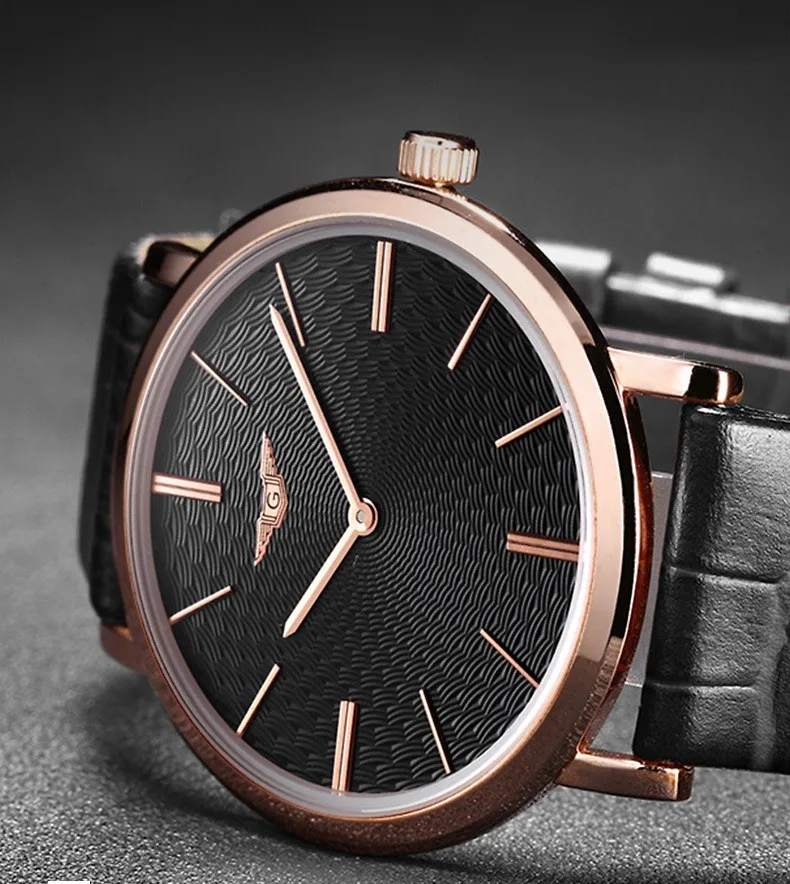 GUANQIN Ultra Thin Dial Luxury Men's Watches Analog Display Quartz Wristwatch Waterproof Slim Leather Strap Fashion Teens Watch (18)