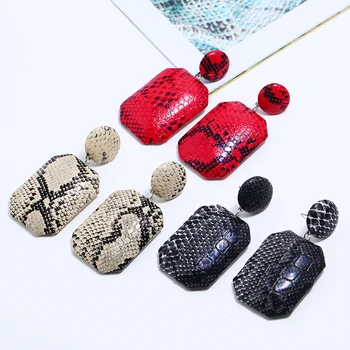 

HOCOLE Trendy ZA Big Geometric Leopard Drop Earrings Women Party Hanging Earrings Handmade Statement Jewelry Gifts Female Bijoux