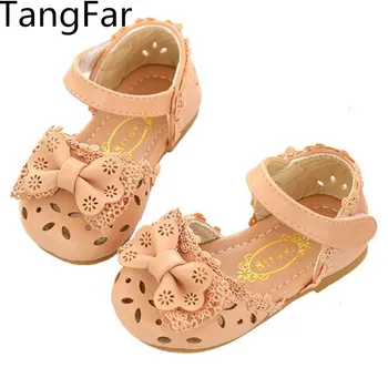 

Autumn Baby Girl Student Bow-tie Sandals Princess Hollow Out Leather Toddler Cut-Out Sandals Non-slip White Kids Shoes