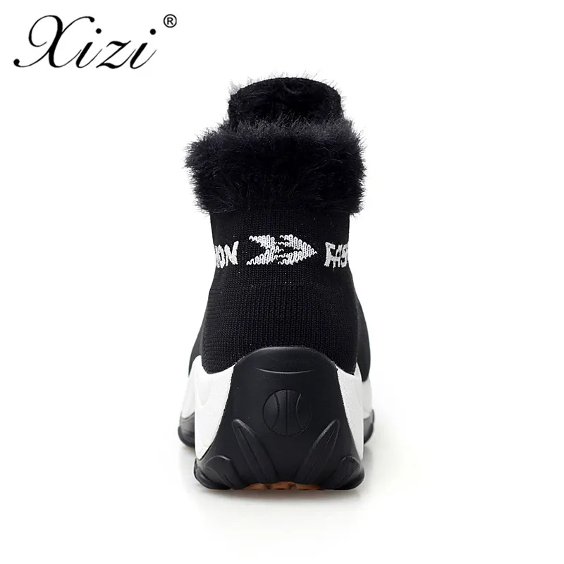 rouge D'hiver Push Chaussures Haute Wedge bleu blanc Zapatos Femme Bottes Chaud Noir Femmes Cheville Xizi De 2018 Mujer Neige hrxtdsQC