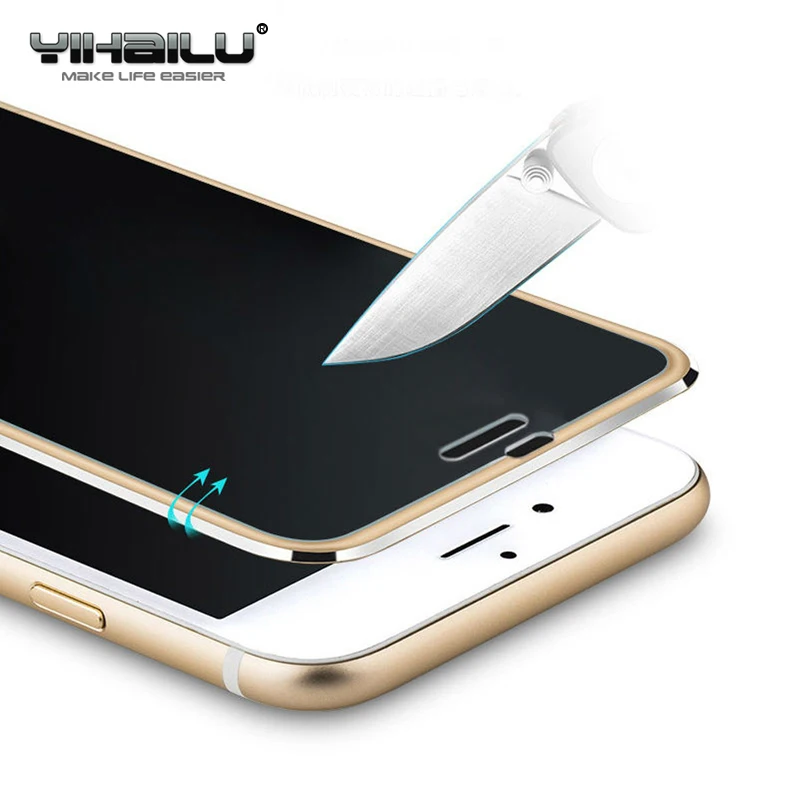 For iPhone 7 Premium Real Screen Protector Full Cover Titanium Metal Curved Edge Tempered Glass iPhone7 Plus Protective Film | Мобильные