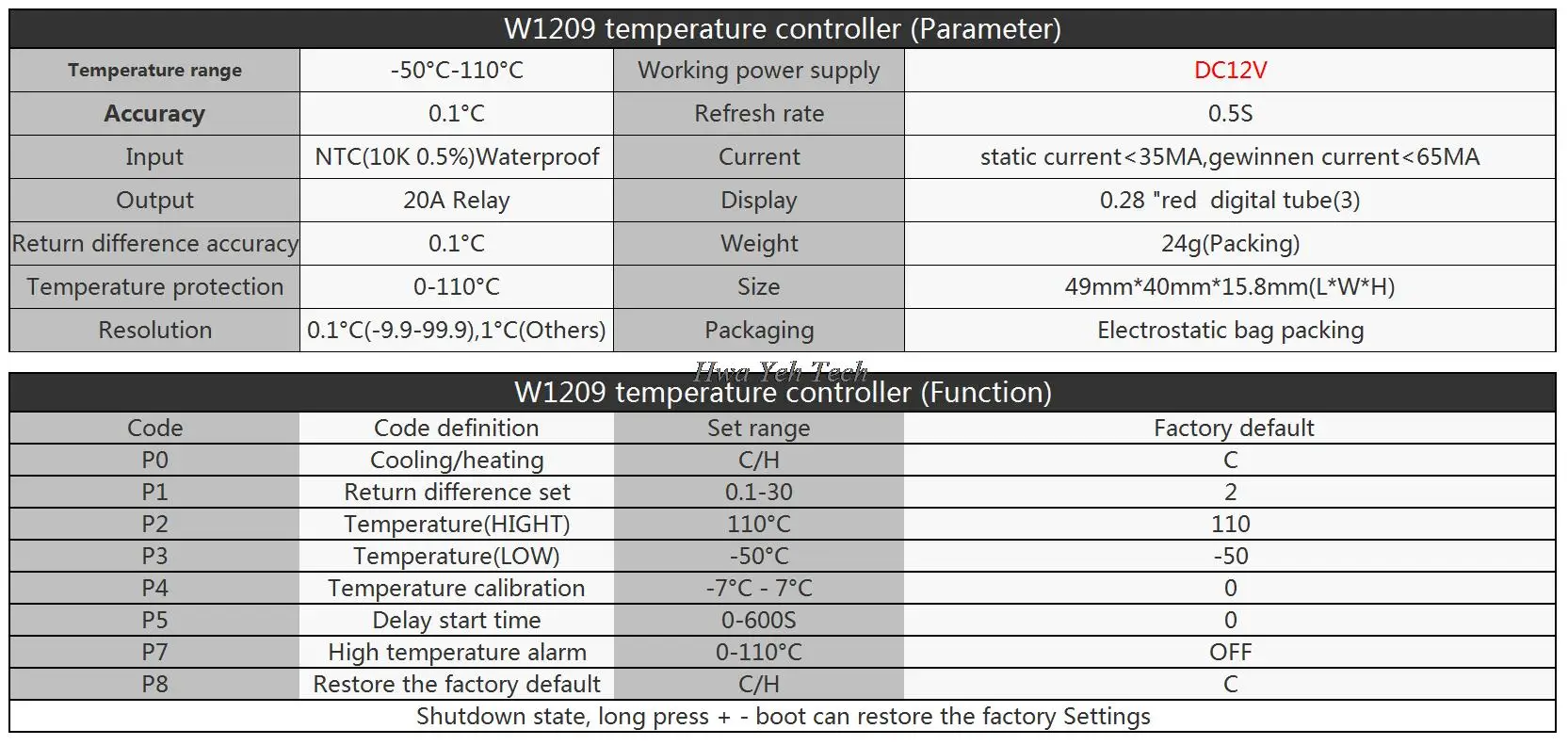 W1209 DC12V температура отопления охлаждения термостат контроль температуры Переключатель Регулятор температуры термометр термо контроллер W1209 чехол