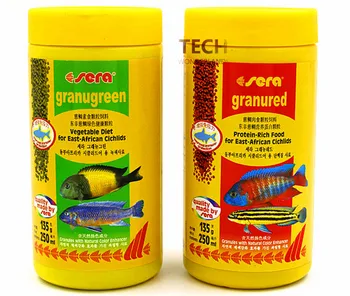 

135G 600G Sera Granugreen Vegetable Diet And Sera Granured Protein-rich Food For East-African Cichlids Germany Original