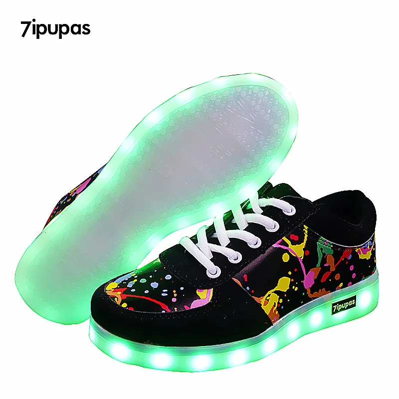 7 ipupas/новые детские дышащие кроссовки со светодиодной подсветкой модные