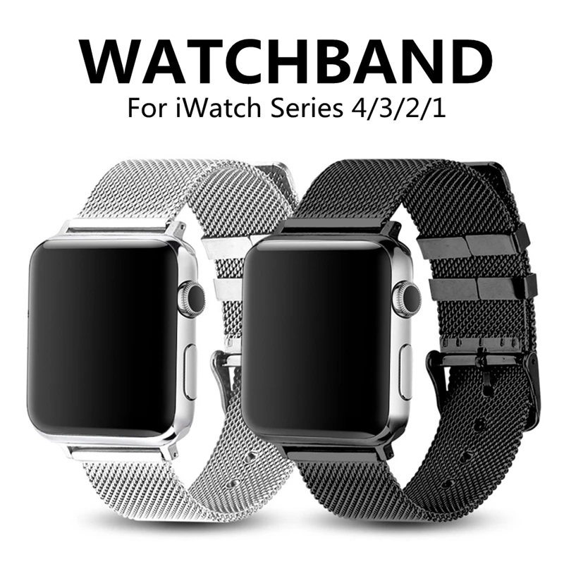 

Fashion Sport Strap for Apple Watch 4/3/2/1 Stainless Steel Fine Lines Milanese Loop Watchband for Iwatch Band 44/40/42/38mm