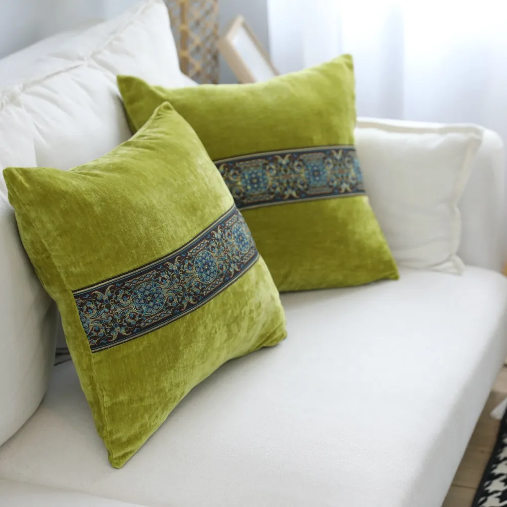 Мягкие бархатные Декоративные Чехлы для подушек, серые, синие, 45*45 см, домашний декор, подушки для дивана, европейская роскошная вышитая наволочка