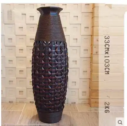 Бамбуковая напольная ваза из большого дерева и бамбука, большая Цветочная напольная ваза, антиквариат, домашнее декоративное ремесло, большое свадебное украшение - Цвет: 103X33CM