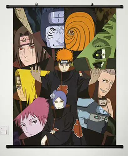 Home Decor Anime Naruto Wall Scroll Poster Fabric Painting Akatsuki 