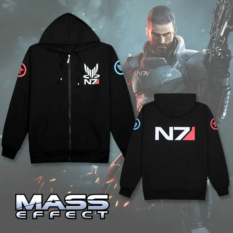 Для мужчин Для женщин унисекс Mass Effect 3 N7 уличной игры Стиль кардиган на молнии толстовки Одежда пальто костюм для косплея пиджак верхняя