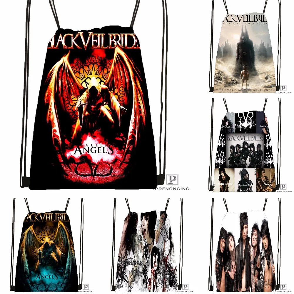 Пользовательские Black Veil Brides Johnnyfan Drawstring сумка-рюкзак милый рюкзак детский Ранец (черный назад) 31x40 см #180531-04-56