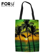 FORUDESIGNS, дорожная пляжная сумка, Кокосовая пальма, сумки для покупок с принтом, многоразовая сумка для продуктов, овощи, сумки для покупок
