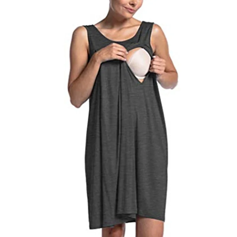 

SMDPPWDBB Women's Nursing maternity dresses Nightshirts Sleeveless Casual Breastfeeding Clothes pregnancy dress vestidos
