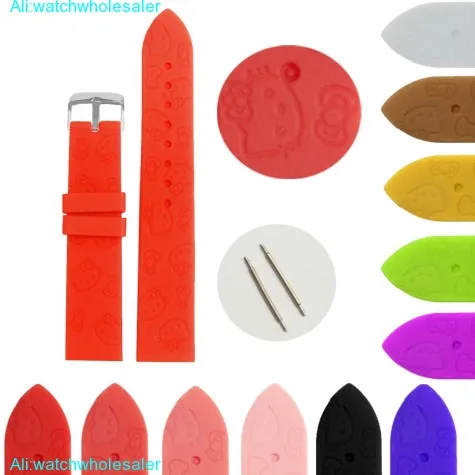 20mm Neon Red Cartoon Silicone Jelly Rubber Lady Watch Band Straps WB1086K20JB