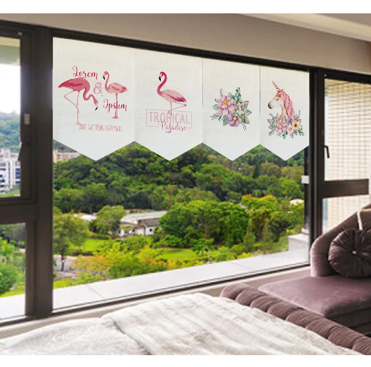 Корейский стиль для девочек-подростков, Розовый фламинго/единорог, серия подвесных штор, эркер/шкаф/полка, декоративная перегородка, занавеска