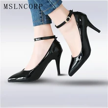 plus size 34-44 Sexy High Heels Shoes Women Pumps Black Red Party Wedding Shoes Ankle strap Stiletto Fetish Sharp toe Sapatos цена plus size 34-44 Sexy High Heels Shoes Women Pumps Black Red Party Wedding Shoes Ankle strap Stiletto Fetish Sharp toe Sapatos цены онлайн