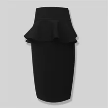 Top Quality HL Black Ruffles Bodycon Bandage Skirt Sexy Brand Club Party Skirt