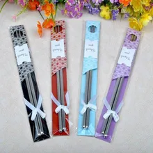 DHL/FedEx 500 пар/лот свадебные сувениры из нержавеющей стали наборы палочек для еды сувениры, вечерние возврата подарок для гостей