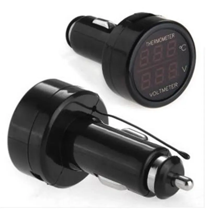 

2 In 1 DC 12V 24V Digital Car Voltmeter Thermometer Temperature Meter Battery Monitor Led Dual Display
