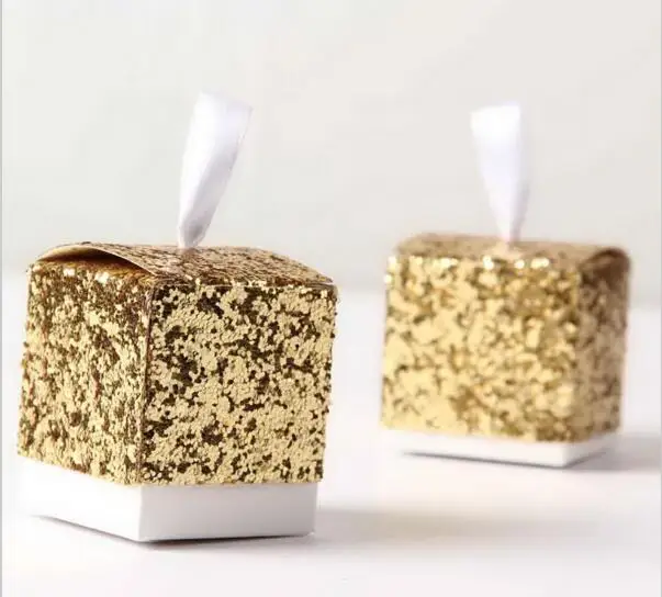 European Glitter Box Wedding Party Gift Favors Box Festive Party Wrapping Supplies Wedding Candy Box Gold Silver Glitter 5