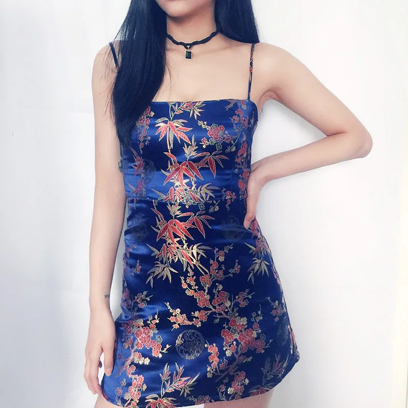 chinese satin mini dress