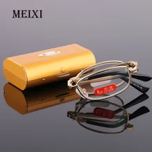 Золотое складное стекло для чтения, стекло с покрытием es, линзы из сплава, оправа для женщин и мужчин, модные очки унисекс+ 1,0 1,5 2,0 2,5 3,0 3,5 4,0