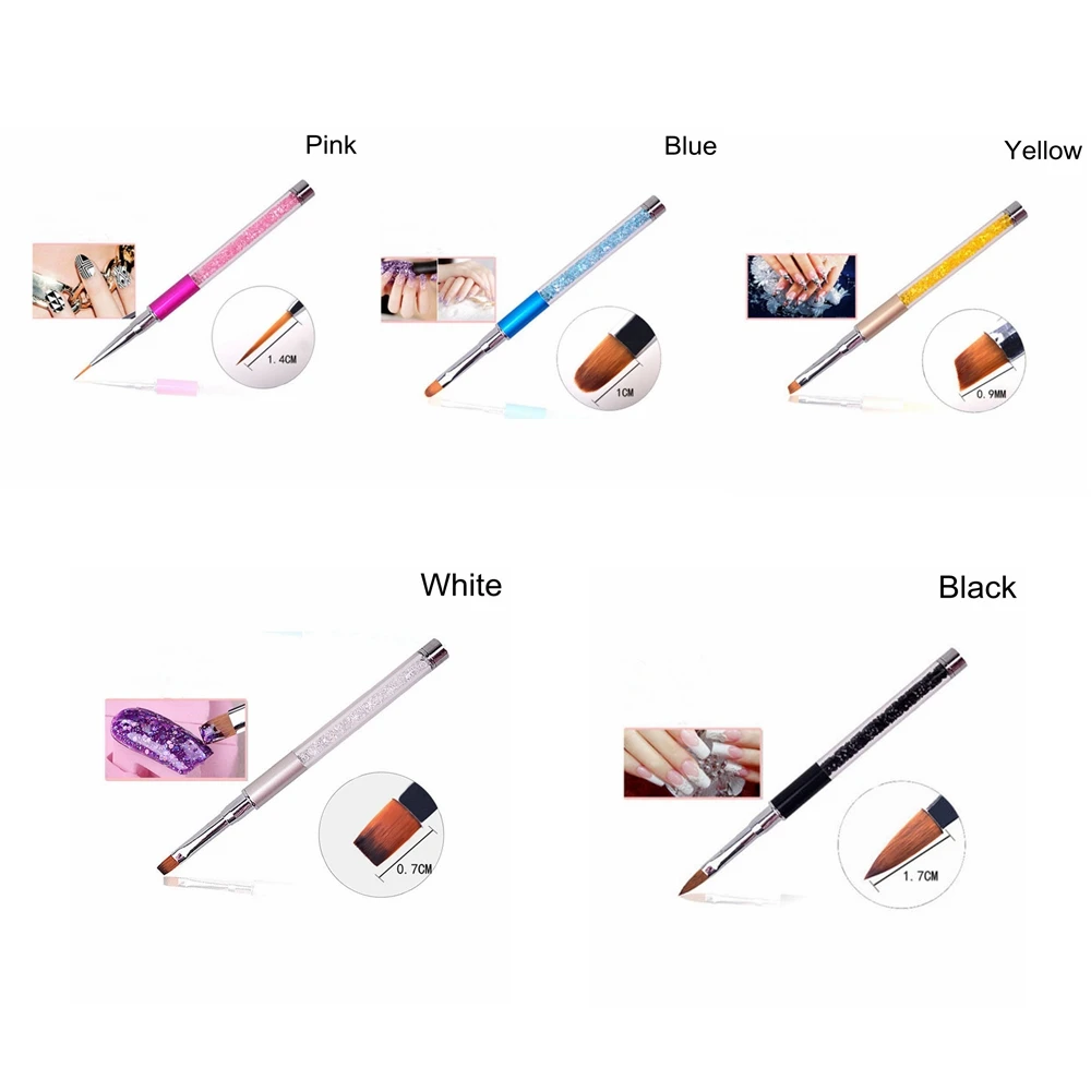 1 шт., модные женские кисти для дизайна ногтей, УФ-гель, кристалл, акриловая ручка для рисования, Маникюрный Инструмент, 5 цветов
