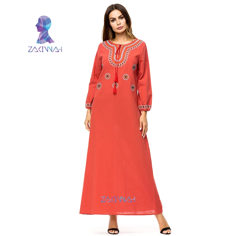 

Women Dubai Muslim Abaya Flowers Embroidery Turkey Malaysia Turkish Kaftan Islamic Robe Plus Size Clothing Dress