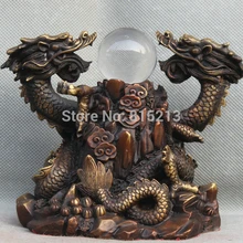 Bi00981 Китай Китайская народная чистый Бронзовый фэншуй Дракон играть в мяч статуя Скульптура рисунок