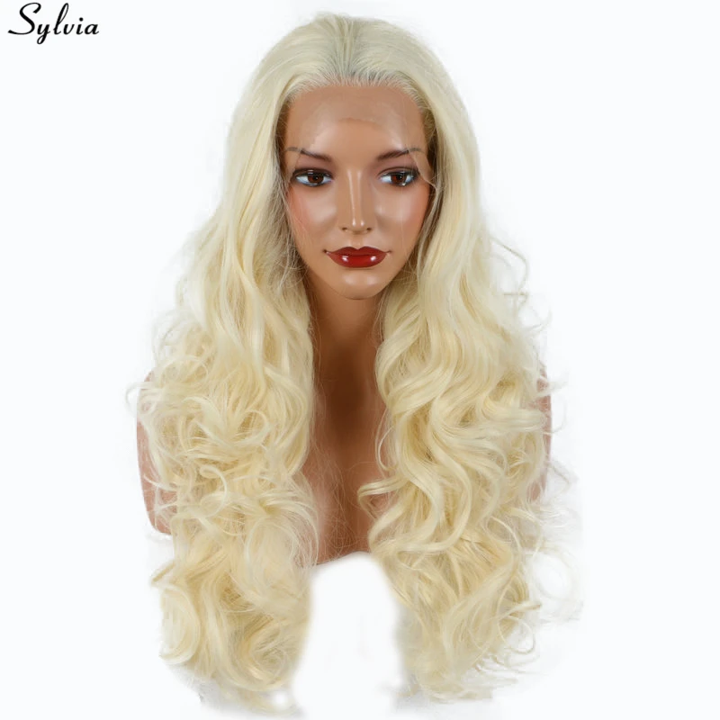 Sylvia 613 # блонд термостойкие синтетические волосы кружевные передние парики