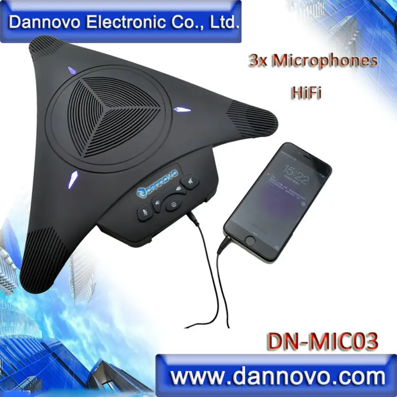 DANNOVO فيديو مكبر صوت للمؤتمرات مكبر الصوت ، 3x الميكروفونات ، HiFi وظيفة ، إلغاء الصدى ،
