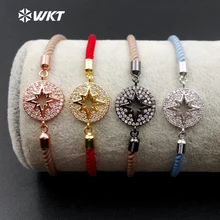 WT-MB063 очаровательные разъем и серьги-гвоздики браслет с камнями Мини кнопочный браслет ювелирные изделия в Регулируемый шелковый шнур для женщин