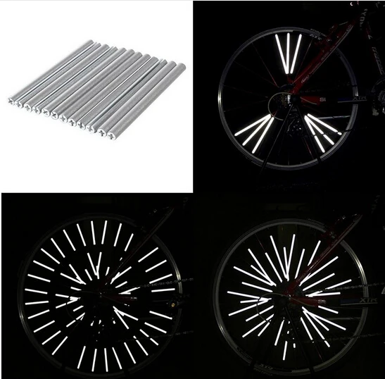 

12PCS Bicycle Reflective Wheel Stickers Tape Mountain Bike Spokes Mtb Sticker Reflector Fixie Bicycle Reflective film