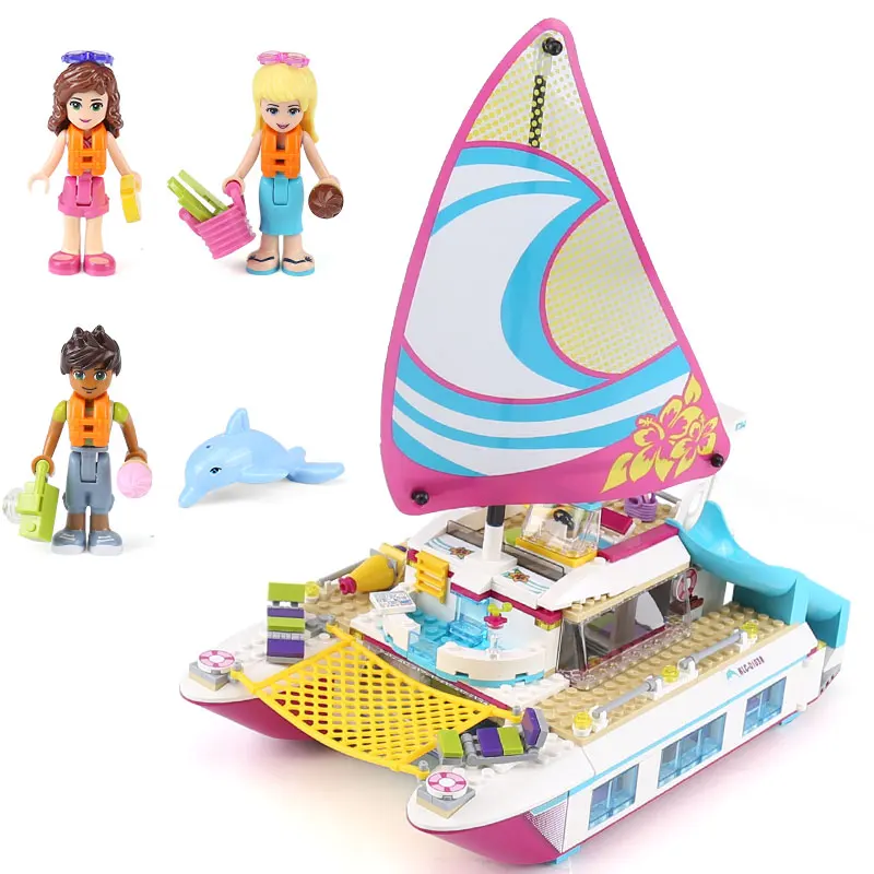 

Lepin 01038 Girls Series 651pcs The Sunshine Catamaran Set 41317 Building Blocks Bricks legoINGlys For girl Kid`s Birthday Gifts