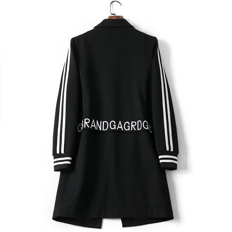 Shuchan Streetwear Woman Blazer 2019 Autumn Winter New Items women jacket with stripes on the sides long blazer fashion black