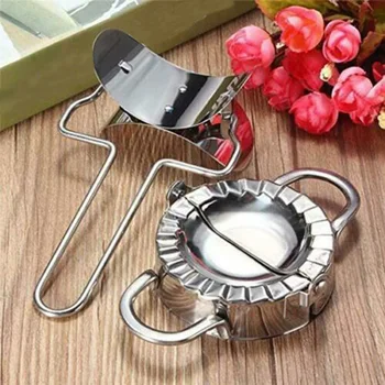 

Stainless Steel Dumpling Maker Mould Kitchen Pastry Tool with Flour Ring Cutter GQ999