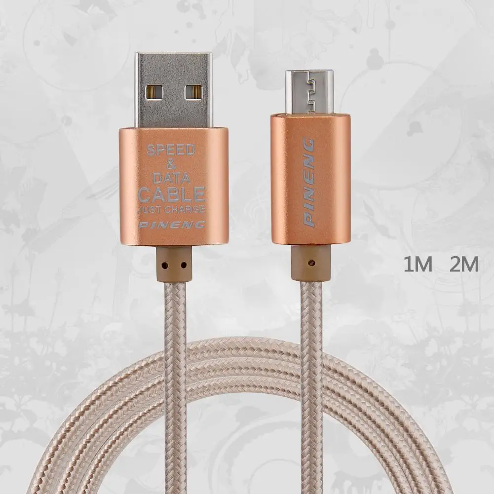 PINENG PN-306 Плетеный Micro зарядный кабель 1 м/2 м USB передачи данных и зарядки зарядное