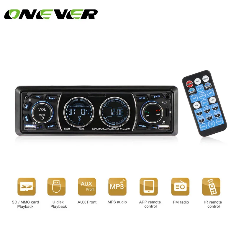 

Onever One Din Version Bluetooth Car MP3 player FM Car radio LCD Display Built-in microphone Hands-free support 16g/32g TF Card