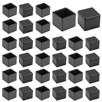 

32Pcs Square Chair Leg Caps, Black Anti-Slip 1Inch Chair Leg Floor Protectors Chair Table Bar Stool Leg Covers Furniture Leg