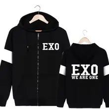 Новое поступление; kpop exo we are one memer; куртка с капюшоном на молнии с принтом; сезон осень-зима; флисовая толстовка унисекс